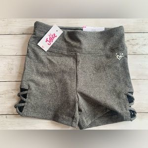 NWT Justice Lattice Active Dance Gymnast Performance Compression Shorts Gray  8